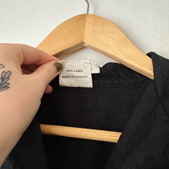 Beaton Linen Short Sleeve Button Up Black, Small - Picture 3 of 4